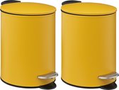 Poubelle à pédale 5Five - 2x - jaune moutarde - métal - 3L - 23 cm