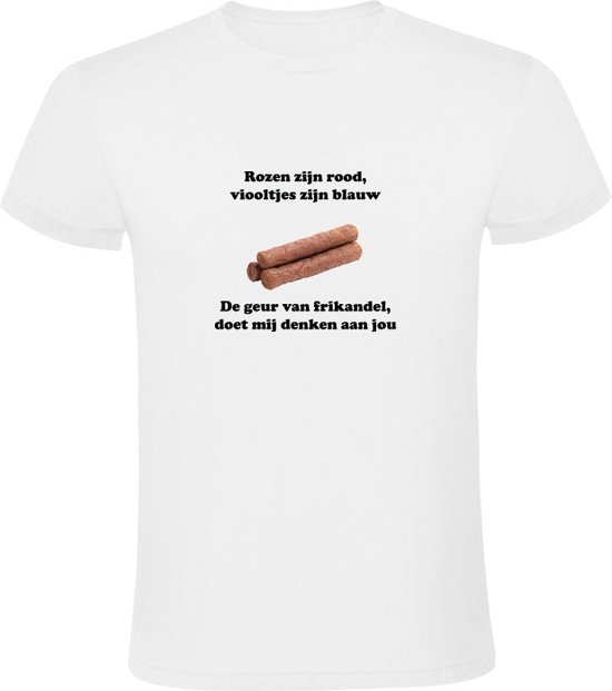 Foto: Frikandel geur heren t shirt snack frietbar viooltjes bloemen ruiken