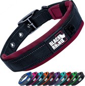 Black Rhino® - Comfort Collar Neopreen hondenhalsband voor alle rassen - Heavy Duty Reflecterend Weerbestendig (M, Wijnrood/Zwart) - Zwart Neushoorn