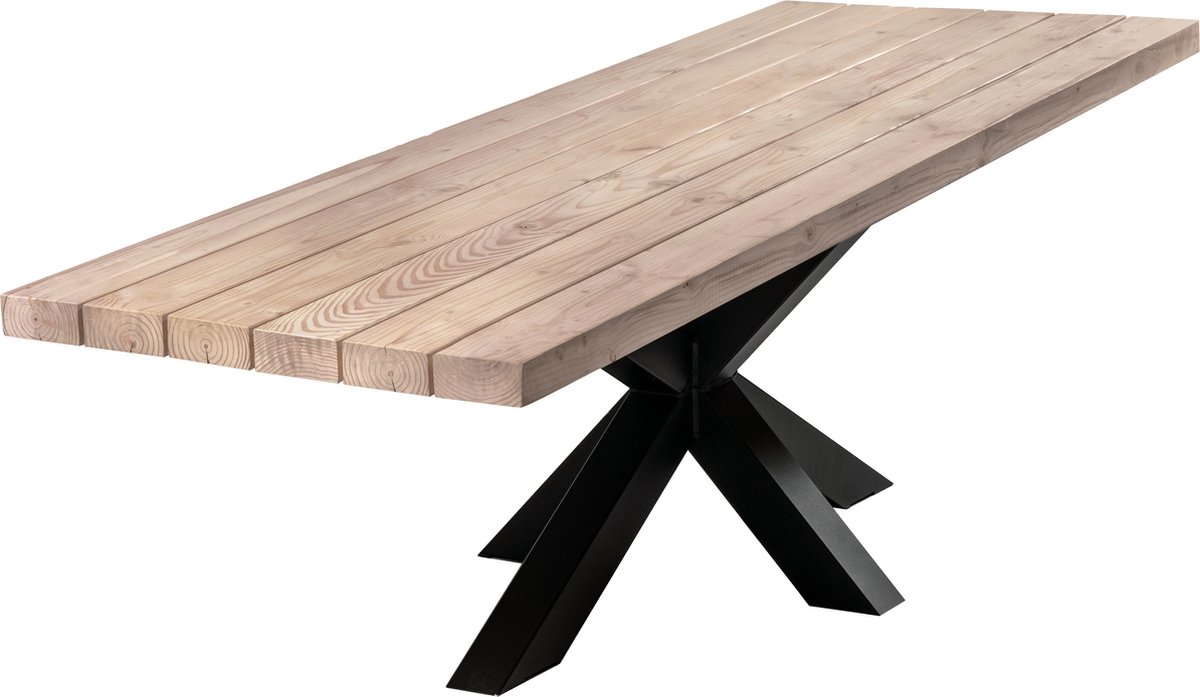 Tuintafel Douglas 200 x 90 - Stalen Matrix poot + Tijdelijk Gratis Onderhoudspakket - inclusief montage