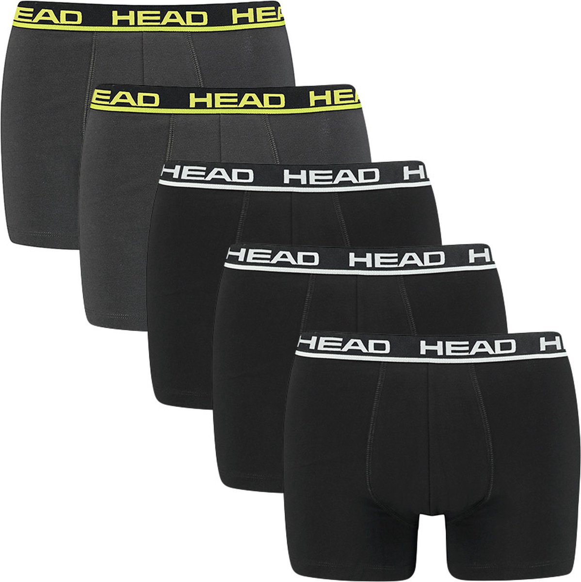 HEAD heren 5P boxers basic zwart & grijs
