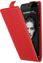 Cadorabo Hoesje geschikt voor Huawei P10 in INFERNO ROOD - Beschermhoes in flip-design Case Cover van getextureerd imitatieleer