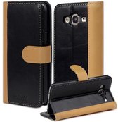 Cadorabo Hoesje geschikt voor Samsung Galaxy J5 2015 in ZWART KAKI - Beschermhoes Book Case Cover met standfunctie en kaartvak in tweekleurig design