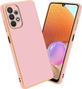 Cadorabo Hoesje geschikt voor Samsung Galaxy A32 4G in Glossy Roze - Goud - Beschermhoes Case Cover van flexibel TPU-silicone en met camerabescherming