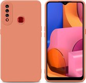 Cadorabo Hoesje geschikt voor Samsung Galaxy A20s in FLUID LICHT ORANJE - Beschermhoes gemaakt van flexibel TPU silicone Cover Fluid Case