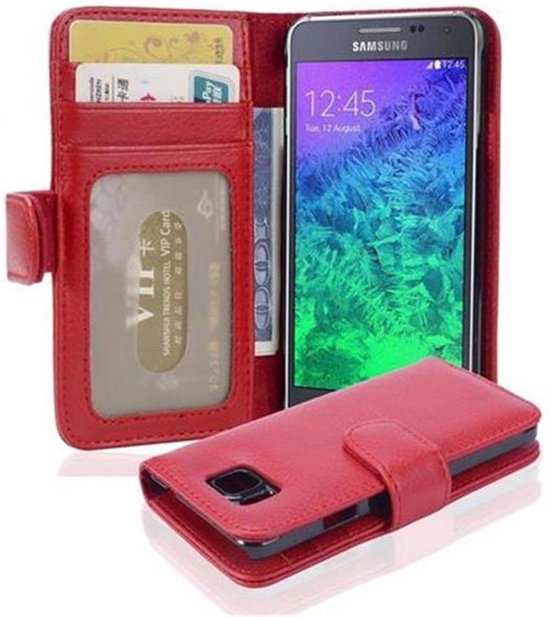 Étui Cadorabo pour Samsung Galaxy ALPHA en INFERNO RED - Étui de protection avec fermeture magnétique et 3 emplacements pour cartes Book Case Cover Etui