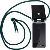 Cadorabo Hoesje geschikt voor Google PIXEL 3 in LEGER GROEN - Silicone Mobiele telefoon ketting beschermhoes met zilveren ringen, koordriem en afneembaar etui