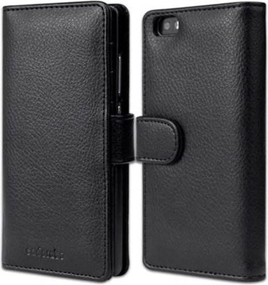 Coque Cadorabo pour Huawei P8 LITE 2015 en OXYDE NOIR - Coque de protection avec fermeture magnétique et 3 emplacements pour cartes