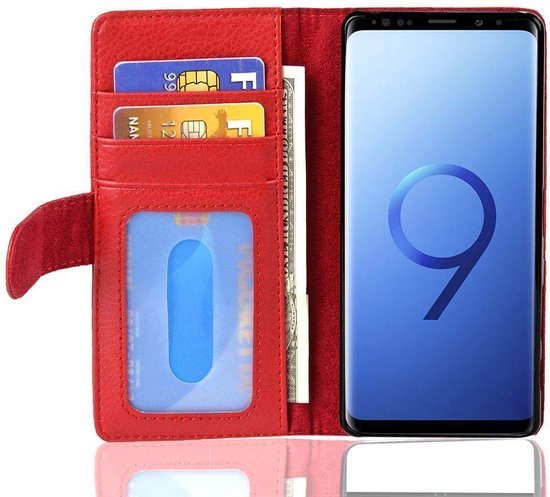 Coque Cadorabo pour Samsung Galaxy S9 en ROUGE INFERNO - Coque de protection avec fermeture magnétique et 3 emplacements pour cartes