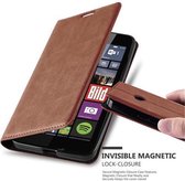 Cadorabo Hoesje geschikt voor Nokia Lumia 640 in CAPPUCCINO BRUIN - Beschermhoes met magnetische sluiting, standfunctie en kaartvakje Book Case Cover Etui
