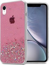 Cadorabo Hoesje voor Apple iPhone XR in Roze met Glitter - Beschermhoes van flexibel TPU silicone met fonkelende glitters Case Cover Etui