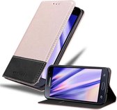 Cadorabo Hoesje voor Samsung Galaxy J3 2016 in ROSE GOUD ZWART - Beschermhoes met magnetische sluiting, standfunctie en kaartvakje Book Case Cover Etui
