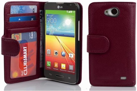 Coque Cadorabo pour LG L70 (1. SIM) en VIOLET BORDEAUX - Coque de protection avec fermeture magnétique et 3 emplacements pour cartes