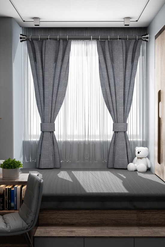 PLAY IT Tringle à Rideau Extensible - 167-300cm - Tringle à Rideau - Tringle à Rideau Auto-Adhésive - Zwart