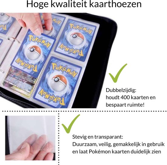 Thumbnail van een extra afbeelding van het spel YONE Verzamelmap Geschikt voor Pokémon - Verzamelalbum Voor 400 Kaarten - 4 Pocket - A5 Formaat - 50 Pagina's - Kaartenmap - Zwart Bliksem - Pokémon kaarten verzamelmap