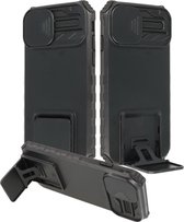 Premium Kwaliteit Anti Shock Hoesje - Back Cover - Camerawindow met Stand Functie - Geschikt voor Samsung Galaxy S20 FE - Zwart