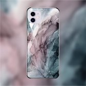 Shop4 - iPhone 14 Hoesje - Harde Back Case Glass Marmer Warm Grijs