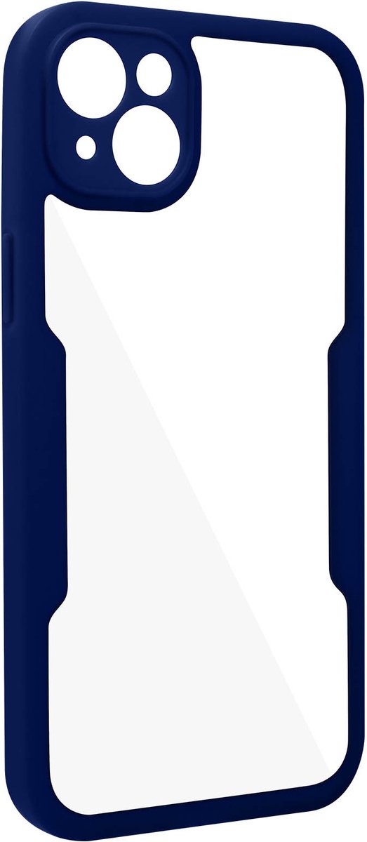 Hoes Geschikt voor Apple iPhone 14 Plus Plexiglas achter +Polymeer voor, omtrek blauw