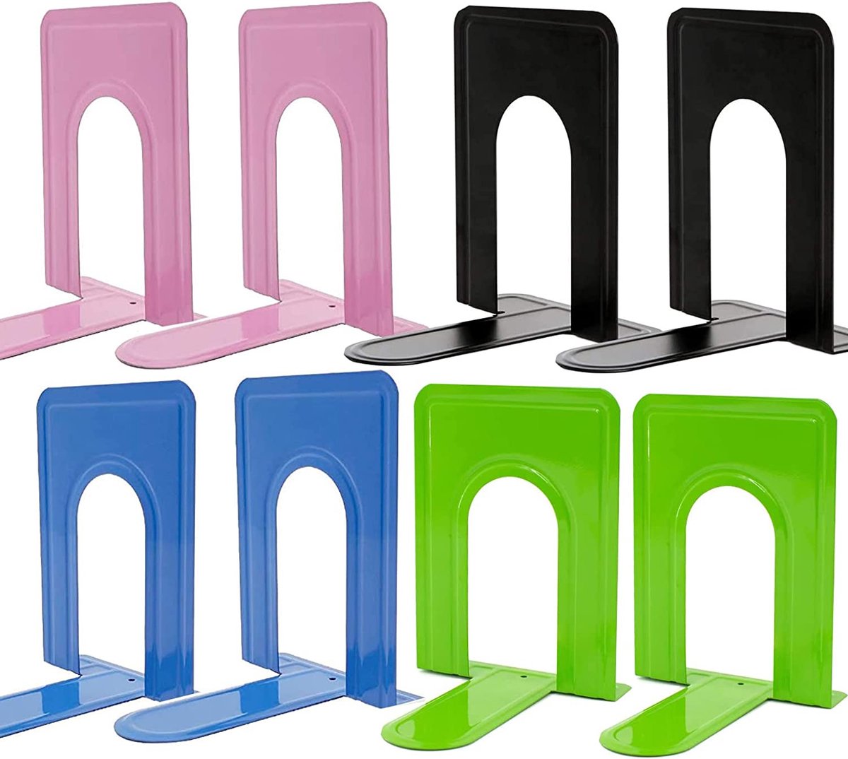 2 paar boekensteunen, metaal, kat, boekensteun, antislip, boekenstandaard, zwart, bookends book holder voor boeken, DVD's, boekenhouder voor plank, kantoor, bibliotheek, huis en school