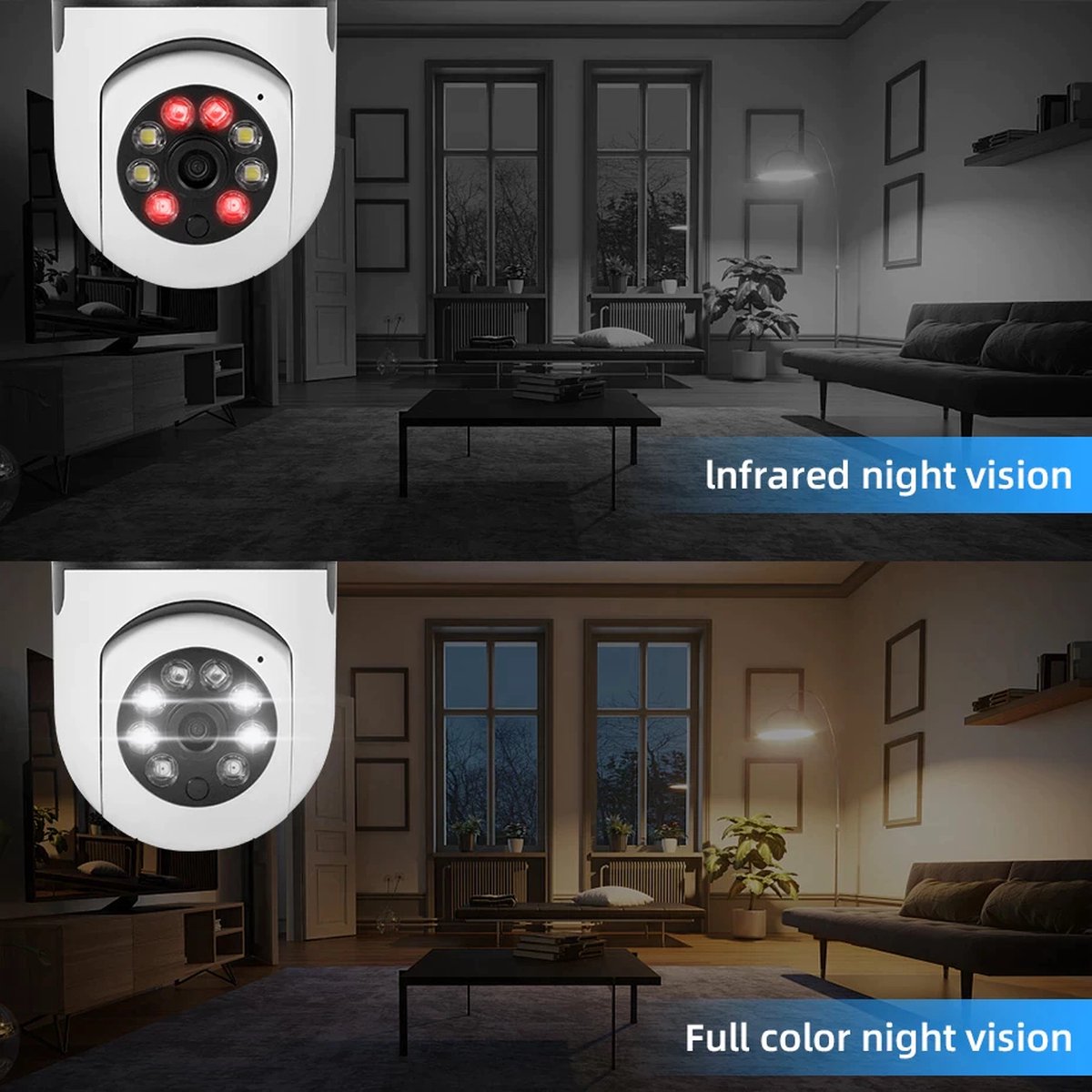 Viatel 2MP Lamp Surveillance Camera Nachtzicht Full Color Automatische Menselijk Tracking 4x Digitale Zoom Video Indoor Security Monitor