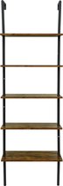 Furnilux - Échelle de rangement à 5 niveaux - Bibliothèque - Armoire murale - Ladder murale - Étagère avec cadre en métal stabilisateur