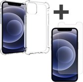 iMoshion Shockproof Hoesje Inclusief Screenprotector Gehard Glas Geschikt voor iPhone 12 Mini - Transparant