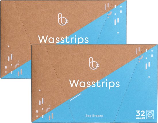 Brauzz Wasstrips Multipack Sea Breeze - Wasmiddeldoekjes voor Witte, Gekleurde en Zwarte Was - Wasmiddel Strips - Eco Wasmiddel Vellen - Duurzame Laundry Strips (64 wasbeurten)