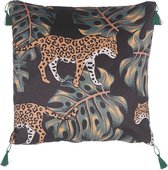Set van 2 decoratieve kussens KUHI Fluweel 45 x 45 cm Zwart Dierenprint