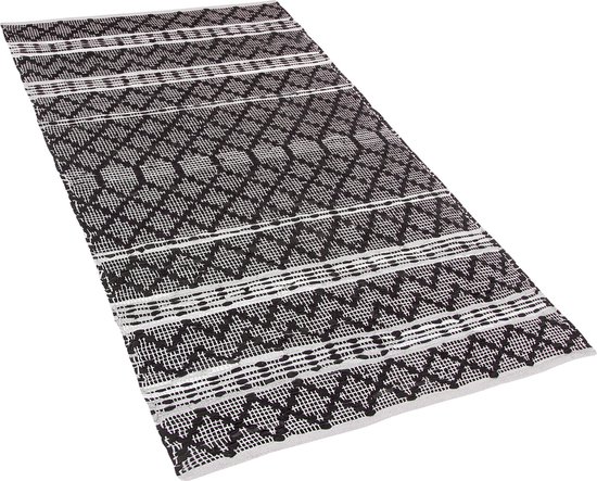 FEHIMLI - Laagpolig vloerkleed - Zwart - 80 x 150 cm - Leer