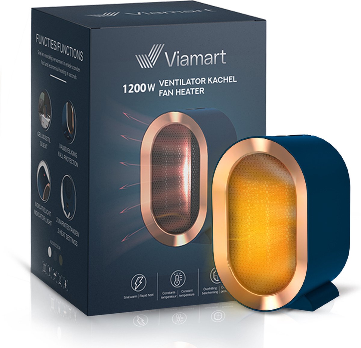 Viamart ® - Elektrische Kachel - Snel en voordelig verwarmen - 1200W - Blauw