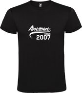 Zwart T-Shirt met “Awesome sinds 2007 “ Afbeelding Wit Size XXXL