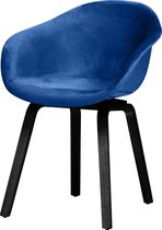Blauwe Velvet Kuipstoel HAY Chair Style | Onderstel Zwart Gelakt | Uitverkoop!