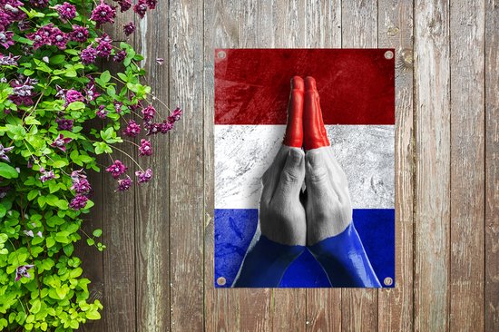 Affiche de jardin à deux mains du drapeau néerlandais 60x80 cm - Toile de jardin / Toile d'extérieur / Peintures pour l'extérieur (décoration de jardin)