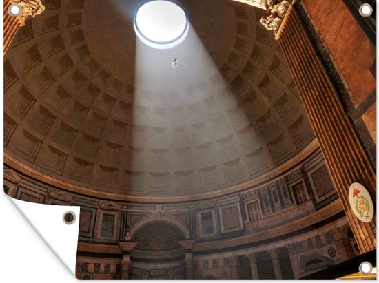 Foto: Tuinposter tuindoek tuinposters buiten lichtstraal door de oculusopening in het pantheon in rome 120x90 cm tuin