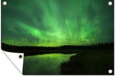 Tuinposter - Tuindoek - Tuinposters buiten - Noorderlicht - Boom - Alaska - 120x80 cm - Tuin