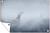 Tuindecoratie Herten - Mist - Bos - 60x40 cm - Tuinposter - Tuindoek - Buitenposter