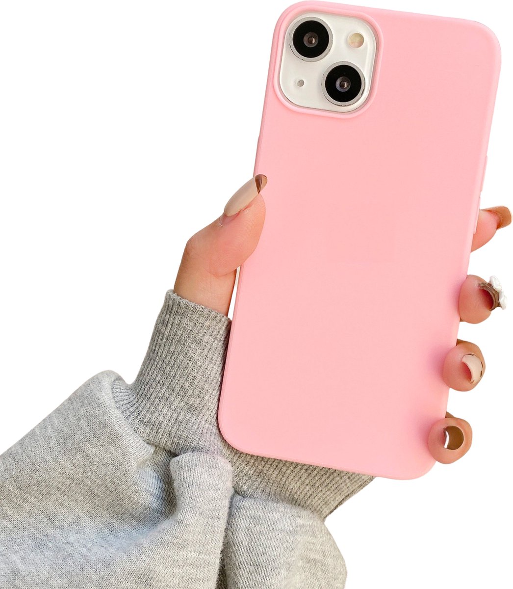Soft Touch Hoesje - Geschikt voor Apple iPhone 13 - Roze - Stevig Shockproof TPU Materiaal - Zachte Coating - Siliconen Feel Case - Back Cover