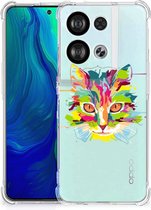 Silicone Case OPPO Reno8 Smartphone hoesje met doorzichtige rand Cat Color
