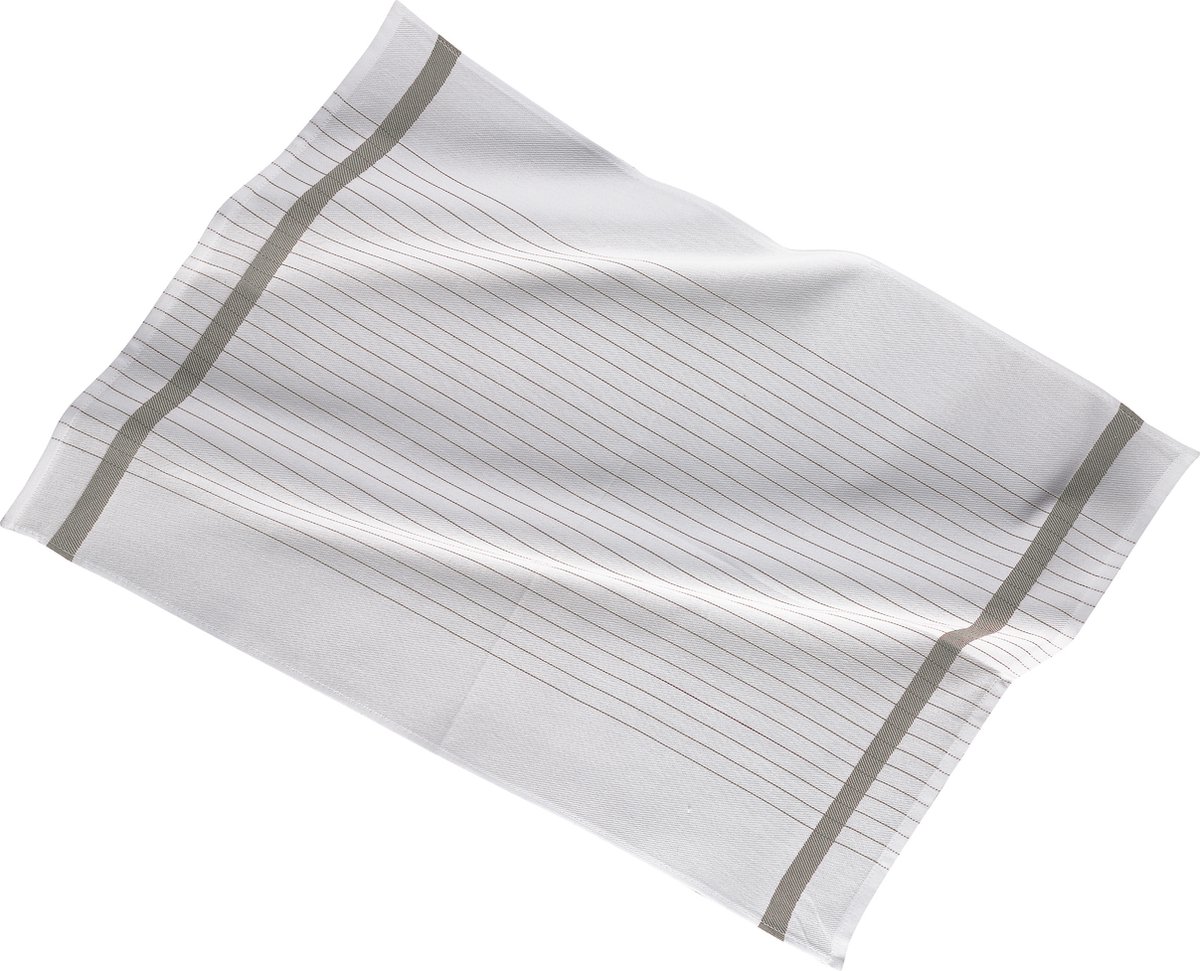 Keukenhanddoek 50x70cm, set3,stripe white center, taupe