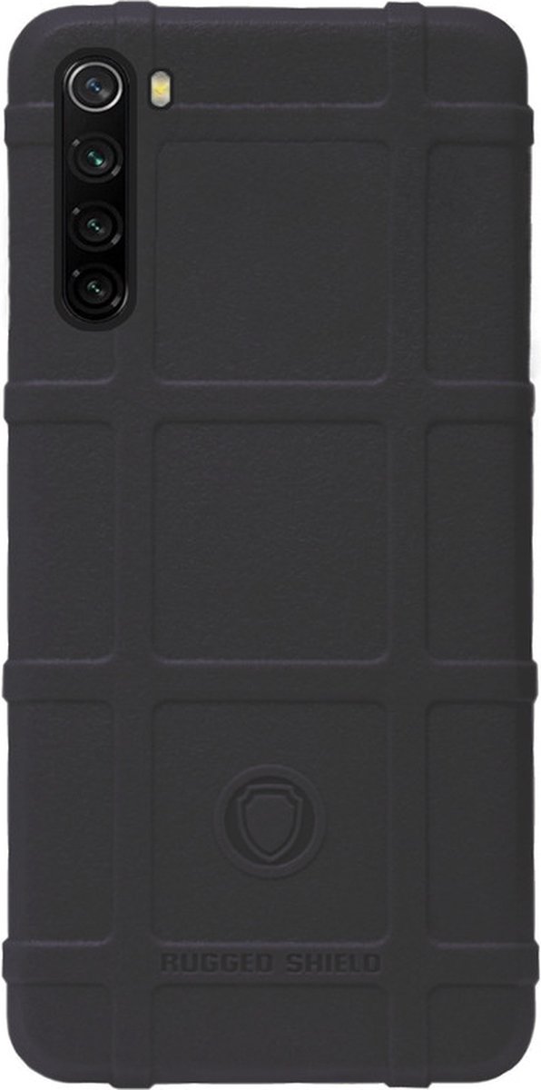 RUGGED SHIELD Rubber Bumper Case Hoesje Geschikt voor Xiaomi Redmi Note 8 (2021/ 2019) - Zwart