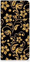 Bookcase Cadeau voor Oma Geschikt voor Samsung Galaxy A14 5G Telefoonhoesje Gouden Bloemen