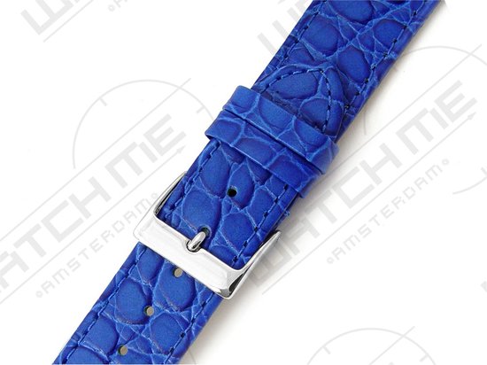 Horlogeband leer alligator print - Canyon blauw 12 mm