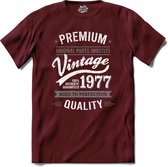 Vintage Legend Sinds 1977 - verjaardag en feest cadeau - Kado tip - T-Shirt - Unisex - Burgundy - Maat M