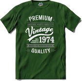 Vintage Legend Sinds 1974 - verjaardag en feest cadeau - Kado tip - T-Shirt - Unisex - Bottle Groen - Maat L
