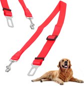 Hondengordel - autogordel voor honden - verstelbaar - hondenriem Rood