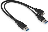 USB 3.0 kabel - Y kabel - Super Speed - 0.3 meter - Zwart - Allteq