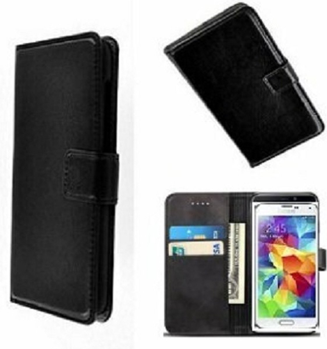 Samsung A9 2016 Hoesje Met Pasjeshouder Bookcase Zwart