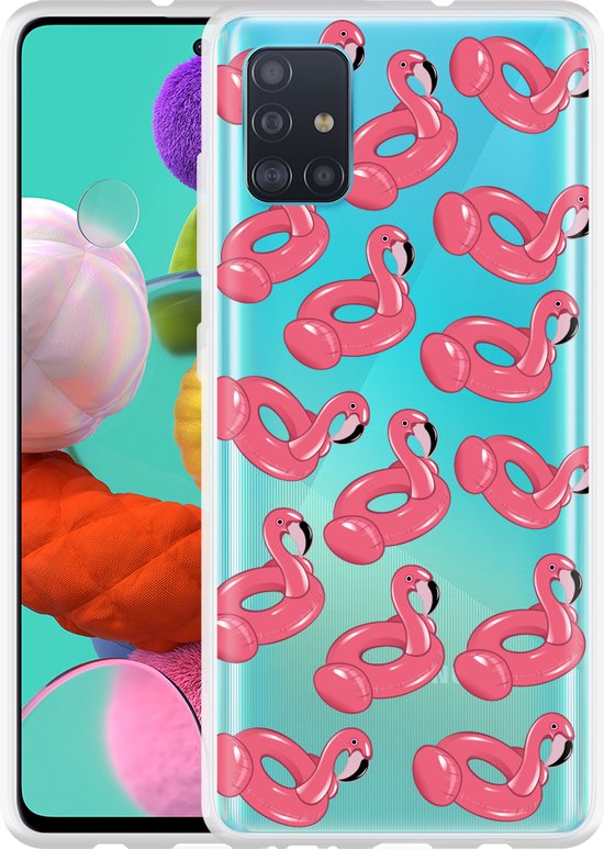 Samsung Inflatable Samsung Galaxy A51 Hoesje Inflatable Flamingos - Designed by Cazy | bol.com