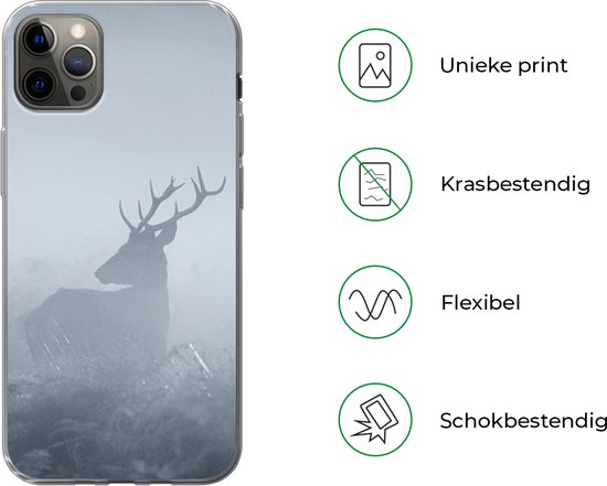 Coque iPhone 12 Pro Max - Cerf - Brouillard - Forêt - Siliconen