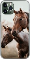 Geschikt voor iPhone 11 Pro hoesje - Paarden - Natuur - Bruin - Siliconen Telefoonhoesje